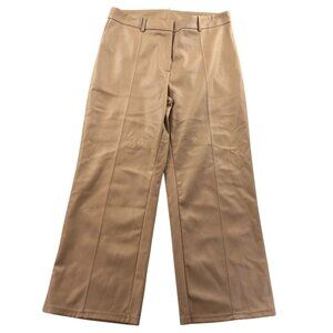 7 For All Mankind Womens Pants Large Faux Leather Wide-Leg Trousers Tan Preppy